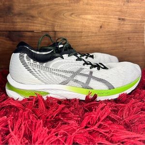 Men’s Black White Green ASIC Gel Cumulus 22 Running Shoes Sneakers Size 10.5